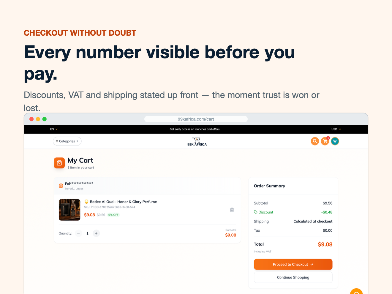 99K Africa — cart and protected checkout