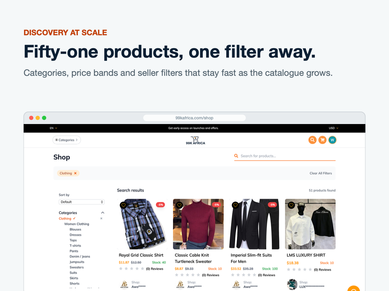 99K Africa — a buyer browsing the marketplace