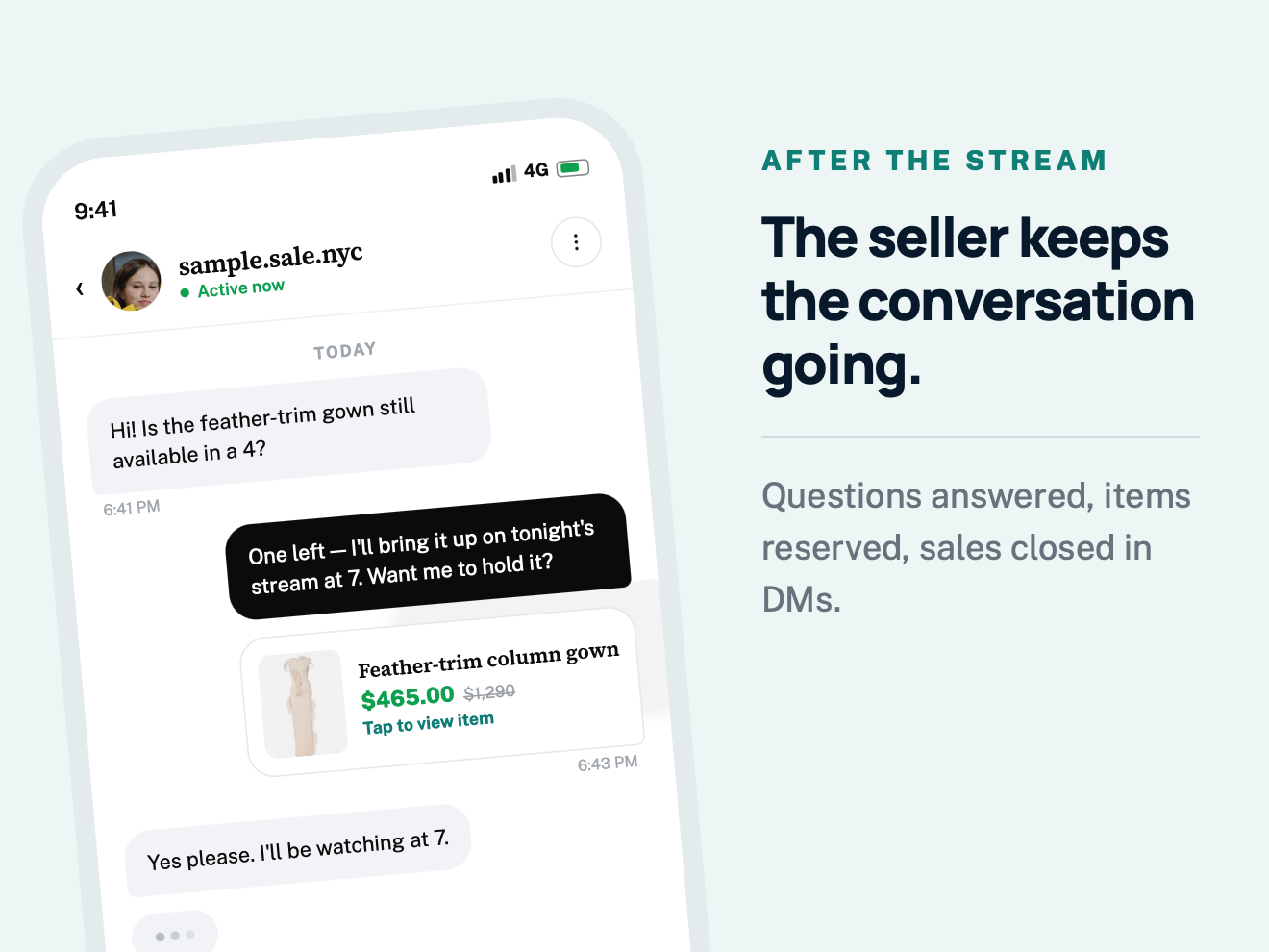 Seller and buyer conversation about a reserved item